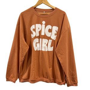 Spice girl orange corded pull over long sleeve top Size 2X